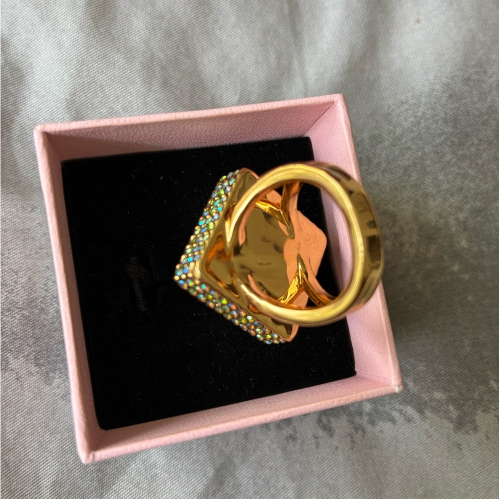 Kurt Geiger Pink and Gold Ring, size small 5-5.5 - Picture 4 of 13